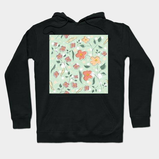 Floral Pattern Hoodie by Kristina Stellar Scandinavian Land